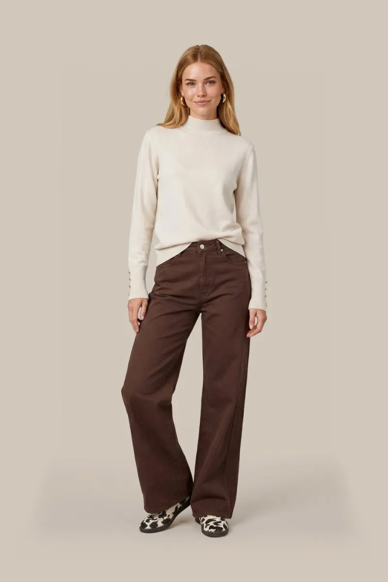 CS The Label Ambra Knit Pullover, sandkleurige gebreide pullover